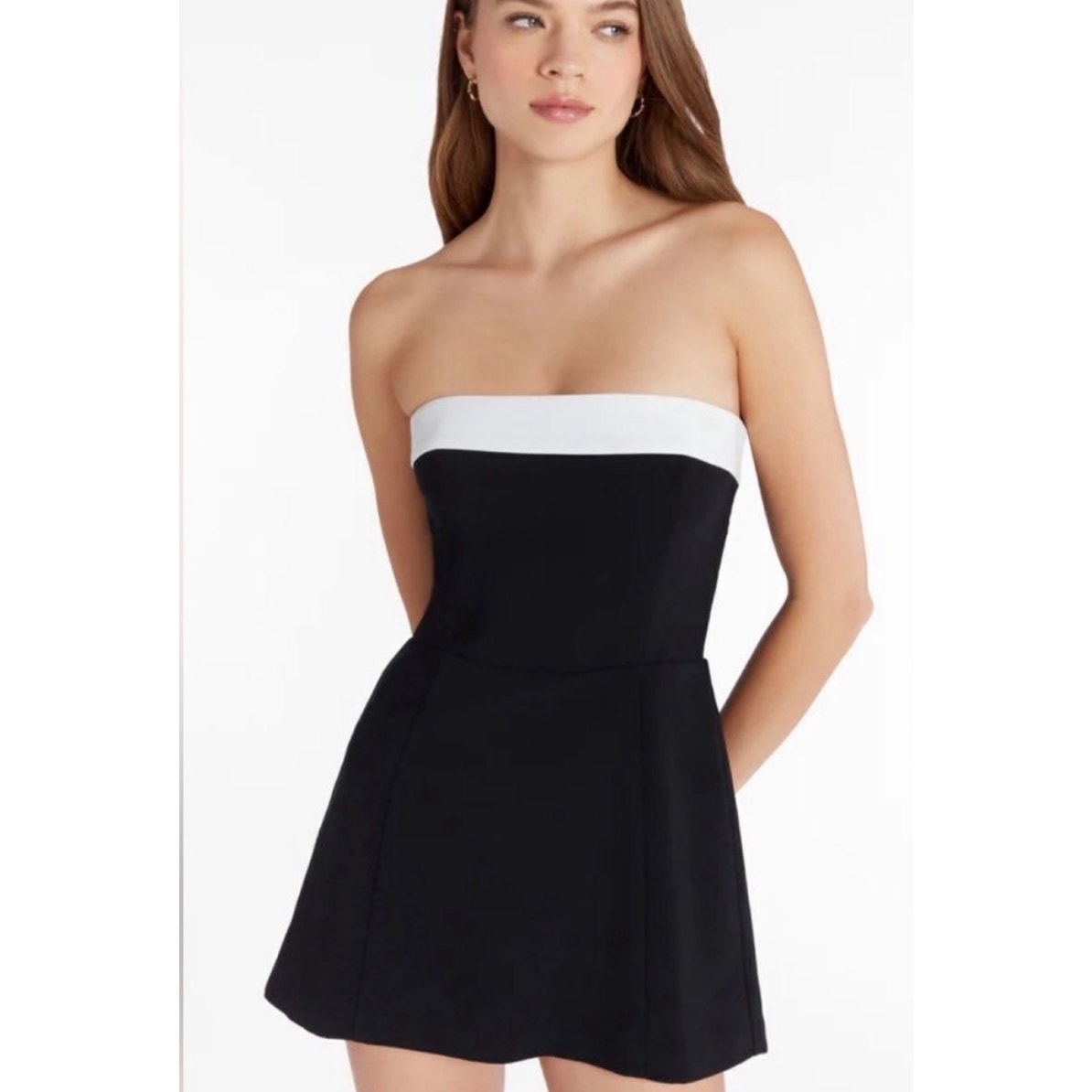 Amanda Uprichard Kerry Skort Romper Dress Black Ivory Xl Strapless Night Out